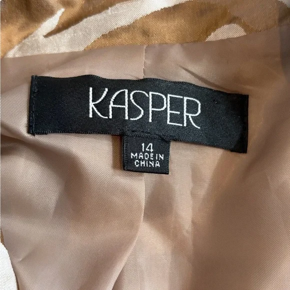 Kasper Zebra Print dressy Coat Jacket Women’s Brown Beige 3/4 Sleeve size 14 - Picture 2 of 14